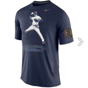 Nike Mens Derek Jeter New York Yankees Baseball Graphic T-Shirt Navy Blue Size M